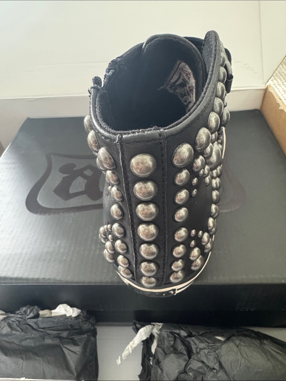 Ash Black and White Studded High-Top Sneakers - Picture 3 of 6